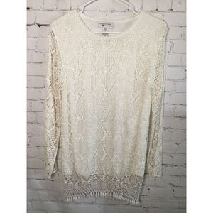Vtg Reflections By Spiegel Missy Crochet Top White Off women’s S Pearl Beads Y2K